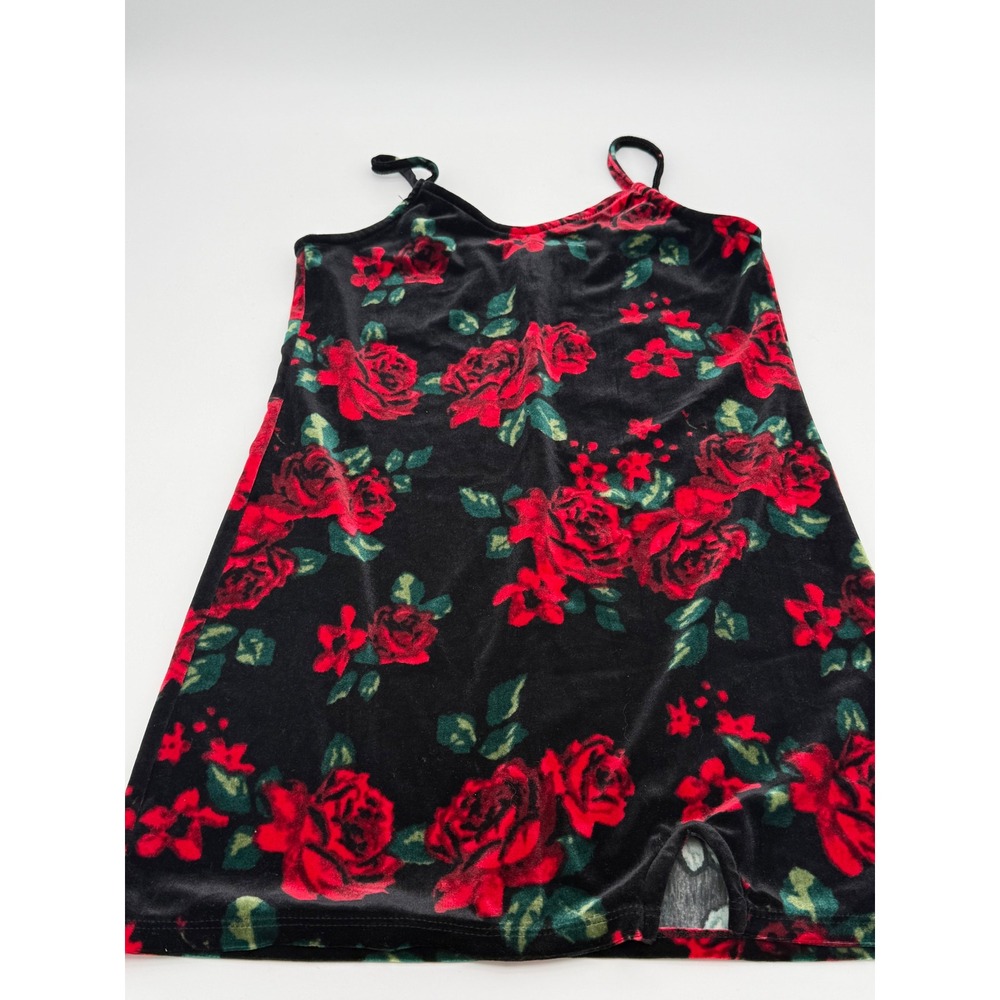 Art Class Girls Black Red Rose Floral Velvet Cami Slip Dress Size M 8